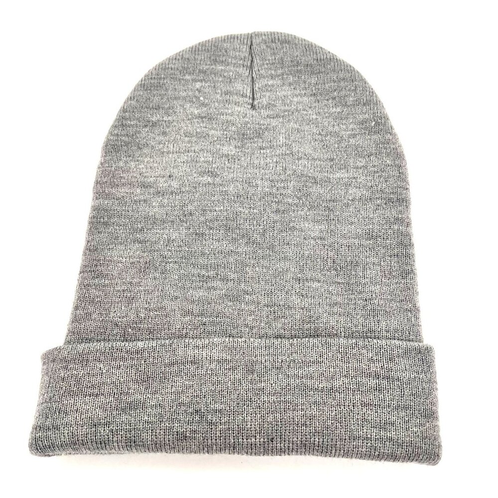 Carhartt Mens Gray Acrylic Knit Cuffed Beanie Hat Ski Cap Logo Patch - Picture 2 of 9